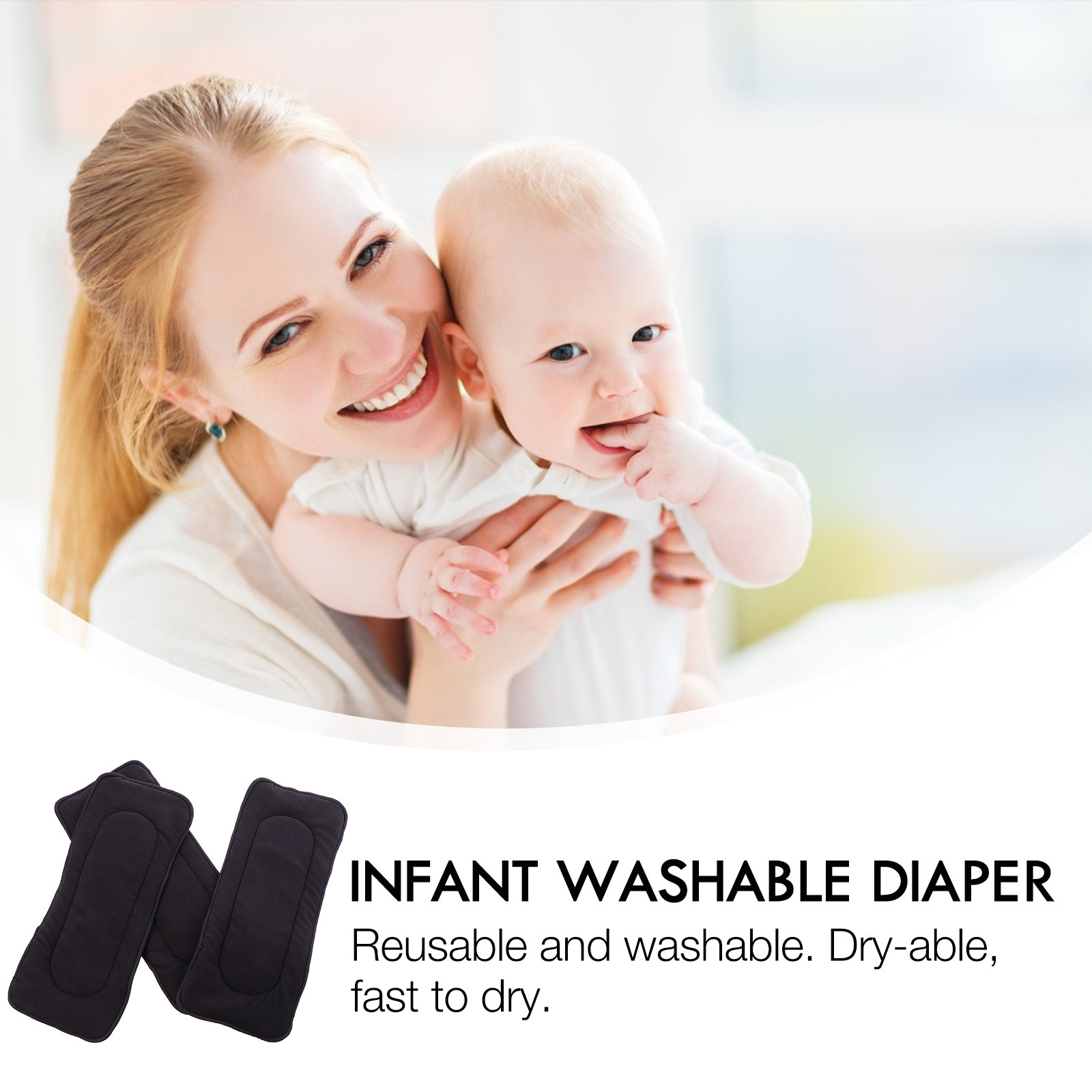 3Pcs Bamboo Charcoal Diaper Li - مراجعة Cloth Diaper Insert وسعره