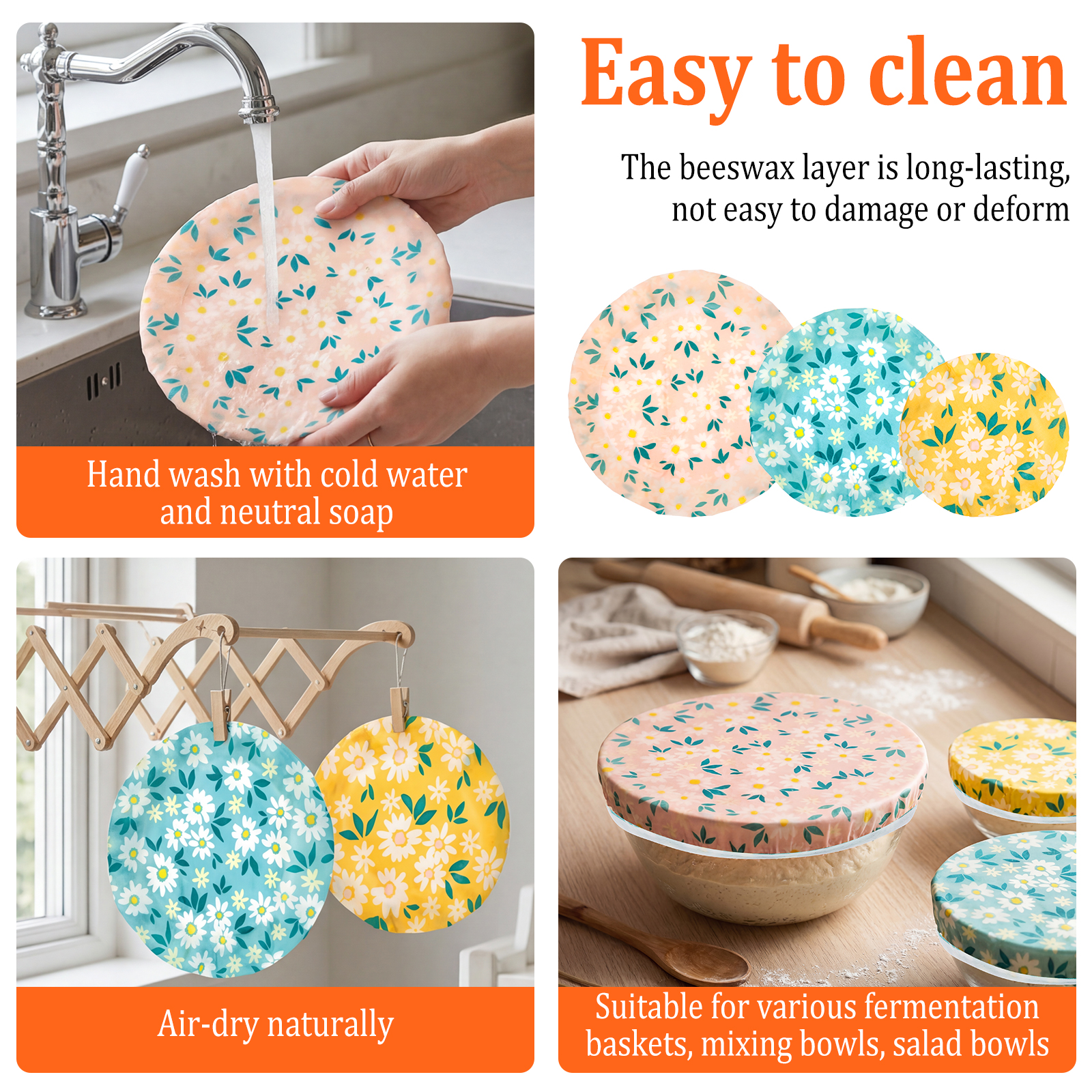 3Pcs Beeswax Bowl Cover Reusab - مراجعة Beeswax Food Cover وسعره