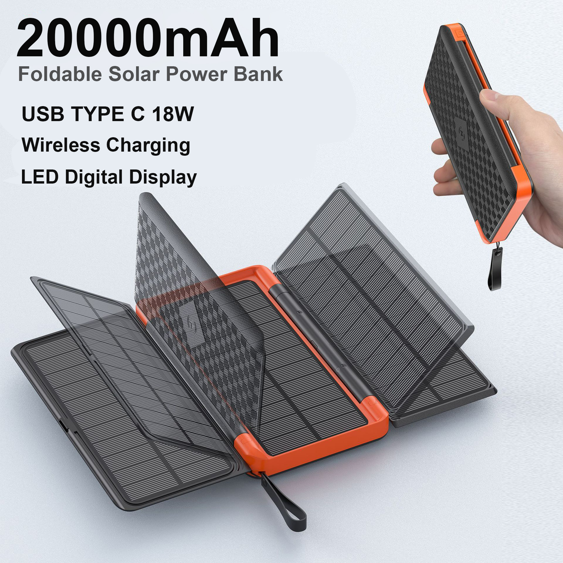 20000mAh outdoor  Solar Power  - مراجعة Solar Charger Panel Foldable وسعره