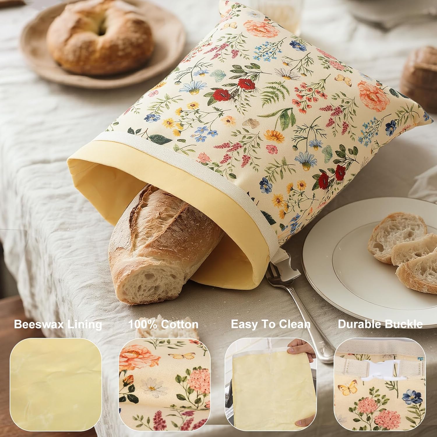 Reusable Beeswax Bread Bags fo - مراجعة Beeswax Food Cover وسعره