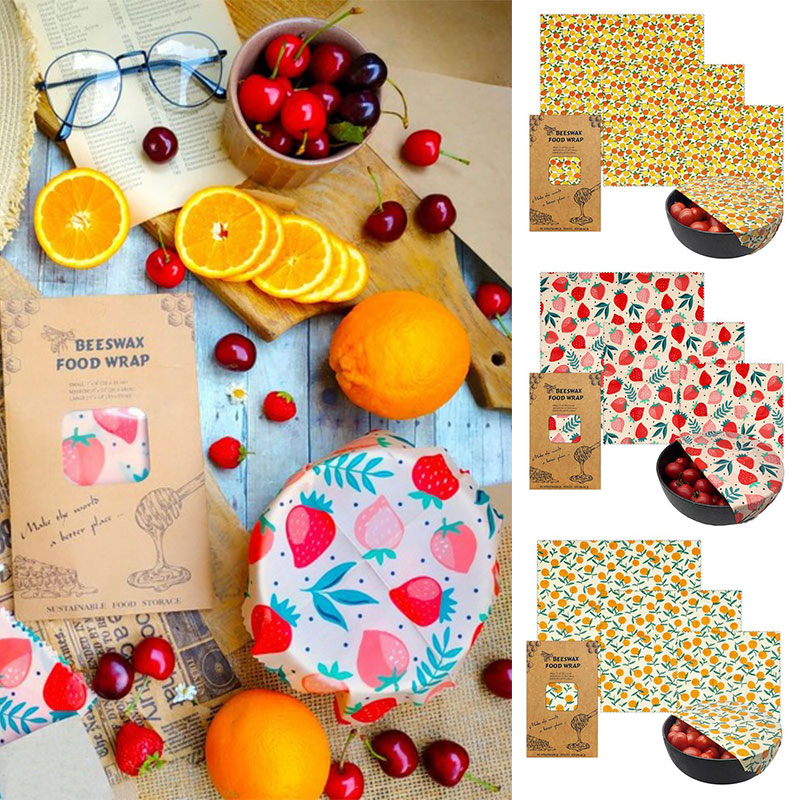 3Pcs/Set Cotton Beeswax Wrap C - مراجعة Beeswax Food Cover وسعره
