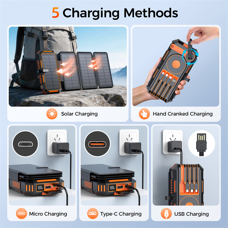20000mAh Hand Crank Solar Powe - مراجعة Solar Charger Panel Foldable وسعره