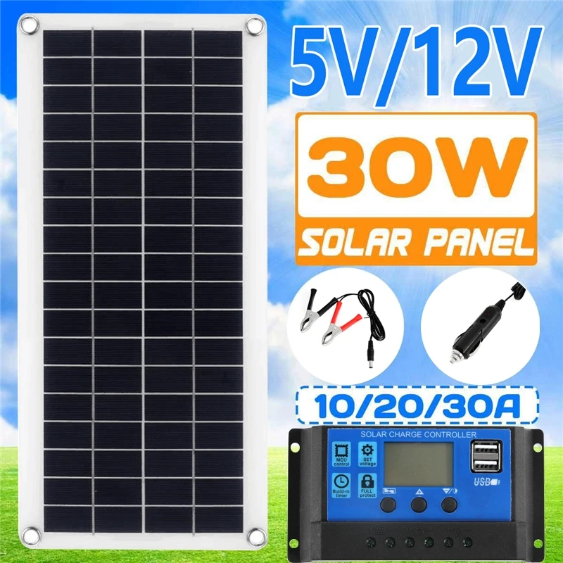 Solar Panel Kit 30W 12V Dual U - مراجعة Solar Charger Panel Foldable وسعره