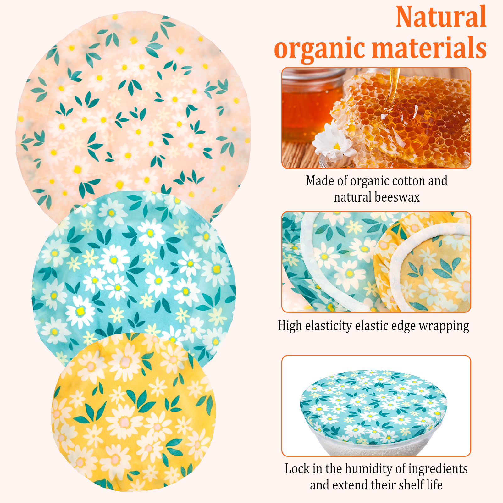 3Pcs Bowl Covers Cotton Beeswa - مراجعة Beeswax Food Cover وسعره