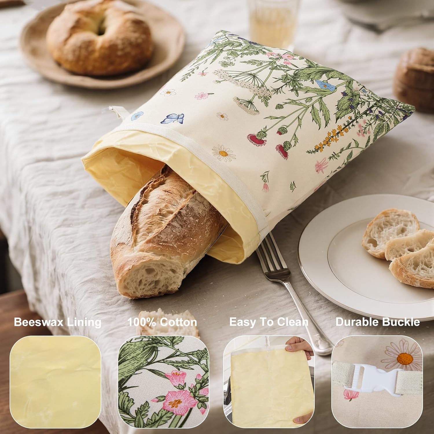 Reusable Beeswax Bread Bags fo - مراجعة Beeswax Food Cover وسعره